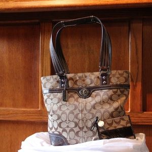 Brown Monogram Coach purse w/ coin purse